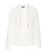 Elisabetta Franchi Logo-pendant V-neck Shirt In White