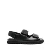 Elisabetta Franchi Leather Flat Sandals In Black