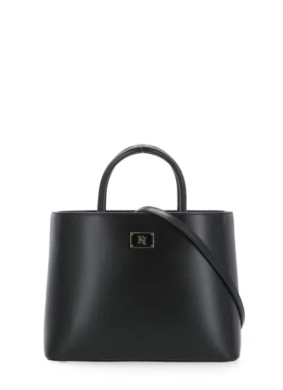 Elisabetta Franchi Shopping Bag With Logo In Black