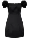 Elisabetta Franchi Voile Floral Applique Mini Dress In Black