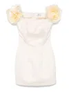 Elisabetta Franchi Short Black Dress With Rose-shaped Straps In Neutral