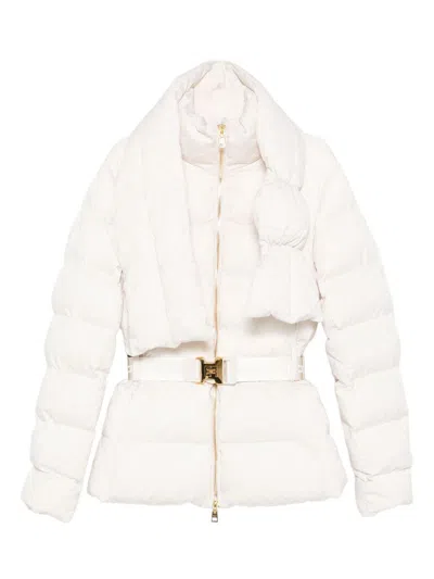 Elisabetta Franchi Short Down Jacket With Belt And Scarf