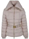Elisabetta Franchi Short Down Jacket With Belt In Lattice