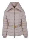 Elisabetta Franchi Short Down Jacket With Belt In White