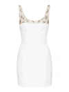 Elisabetta Franchi Beaded Crepe Mini Dress In Crema