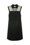 Elisabetta Franchi Dress With Embroidery And Sheer Panel In Black