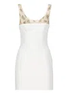 Elisabetta Franchi Beaded Crepe Mini Dress In White