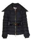 Elisabetta Franchi Down Jacket With High Collar And Belt In Black
