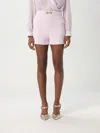 Elisabetta Franchi High Waist Slim Fit Shorts In Light Stretch Crêpe In Blue