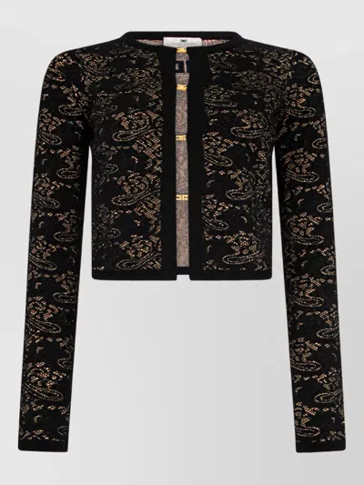 Elisabetta Franchi Short Fitted Cardigan In Black
