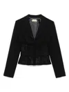 Elisabetta Franchi Tailored Blazer With Sheer Tulle Panels In Black