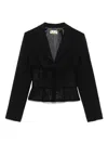 Elisabetta Franchi Tailored Blazer With Sheer Tulle Panels In Black