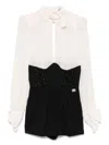 Elisabetta Franchi Short Jumpsuit With Bow And Corset In Beige