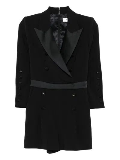 Elisabetta Franchi Short Jumpsuit With Button Detailing And Long Sleeves In Black