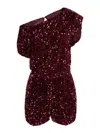 Elisabetta Franchi Sequin-embellished Chenille Playsuit In Red