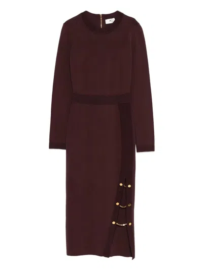 ELISABETTA FRANCHI SHORT RIBBED DRESS WITH CHAIN ??DECORATION