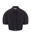 Elisabetta Franchi Collared Cropped Shirt Structured Shoulders In Black