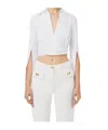 Elisabetta Franchi Cropped Cotton Shirt In White