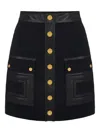 Elisabetta Franchi Double Crepe Mini Skirt With Logo Details In Black