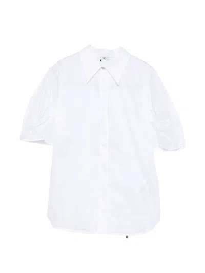 Elisabetta Franchi Short Sleeve Cotton Shirt With Buttons In White