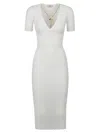 Elisabetta Franchi Short Sleeve Dress In Avorio