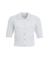 Elisabetta Franchi Short Sleeve Knit Cardigan In White