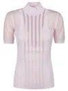 Elisabetta Franchi Short Sleeve Turtle Neck Sweater In Quarzo