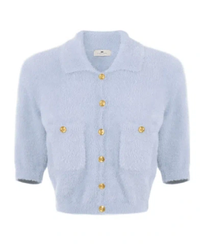 Elisabetta Franchi Short-sleeved Cardigan In Blue