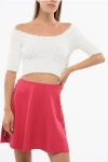 Elisabetta Franchi Short-sleeved Knitted Crop Top In White