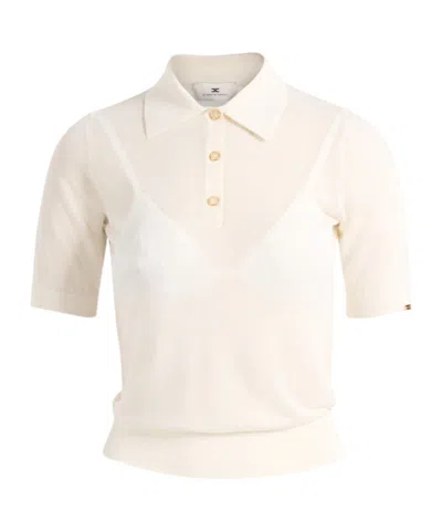 Elisabetta Franchi Short-sleeved Polo Shirt In Neutral