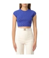 Elisabetta Franchi Short-sleeved Sweater In Blue