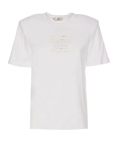 ELISABETTA FRANCHI ELISABETTA FRANCHI LOGO EMBROIDERED CREWNECK T-SHIRT
