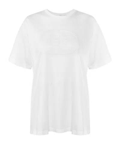 Elisabetta Franchi T-shirt In Jersey Con Logo Embossed In White