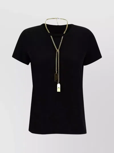 ELISABETTA FRANCHI SHORT SLEEVES CREW NECK GOLD CHAIN DETAIL