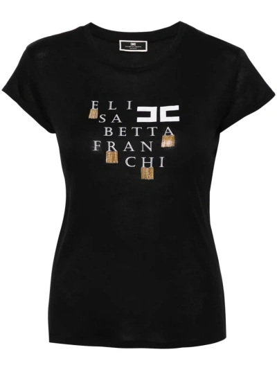 Elisabetta Franchi Chain-embellished T-shirt In Black