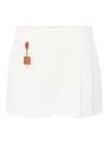 Elisabetta Franchi Sky Viscose-linen Tailored Shorts With Detailing In Beige