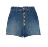 Elisabetta Franchi High Waist Denim Shorts With Button Detailing In Blue