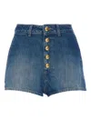 Elisabetta Franchi High Waist Denim Shorts With Button Detailing In Blue