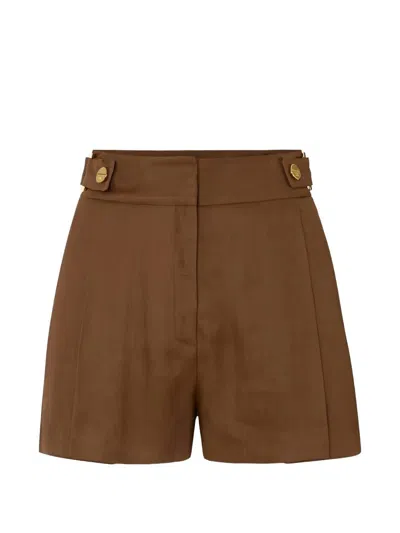 Elisabetta Franchi Daily Linen And Viscose Shorts In Brown