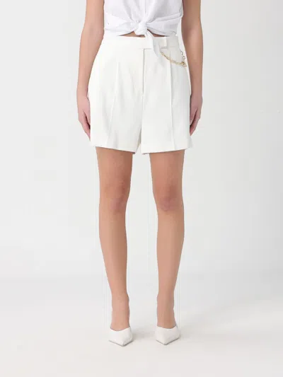 Elisabetta Franchi White Shorts With Chain Detail On The Front And Front Concealed Closure In Viscose Stretch Woman