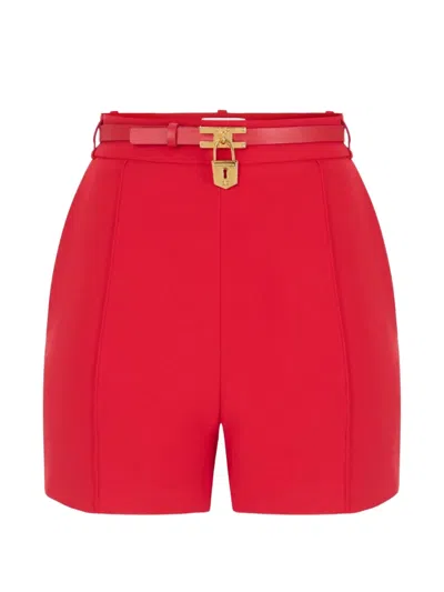 Elisabetta Franchi Shorts In Lightweight Crêpe Fabric With Belt In Red