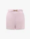 Elisabetta Franchi High Waist Slim Fit Shorts In Light Stretch Crêpe In Pink