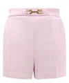 Elisabetta Franchi High Waist Slim Fit Shorts In Light Stretch Crêpe In Pink