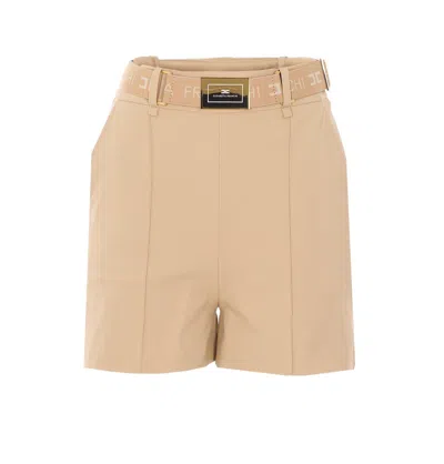 Elisabetta Franchi Logo-belt Shorts In Brown