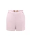 Elisabetta Franchi High Waist Slim Fit Shorts In Light Stretch Crêpe In Pink