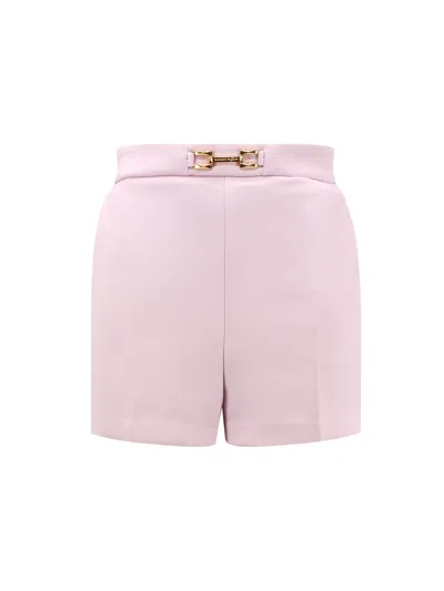 Elisabetta Franchi Shorts With Horsebit Logoed Detail In Pink