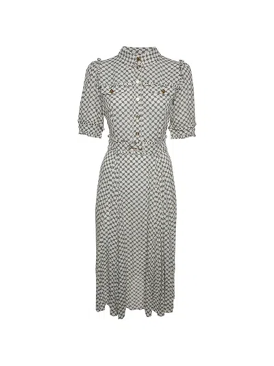 Pre-owned Elisabetta Franchi Short-sleeves Midi Dress In White