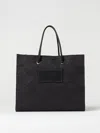 Elisabetta Franchi Black Tote Rafia Bag In Neutral