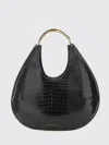 Elisabetta Franchi Large Crocodile-embossed Jewel-handle Tote Bag In Black