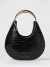 Elisabetta Franchi Crescent-shaped Black Crocodile-embossed Shoulder Bag In Black